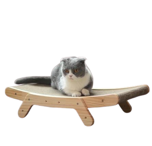 3-in-1 Wooden Cat Scratcher Lounge Bed & Grinding Claw Toy