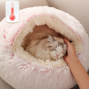 HOOPET 2-in-1 Round Plush Pet Bed and Nest