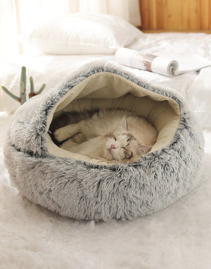 HOOPET 2-in-1 Round Plush Pet Bed and Nest