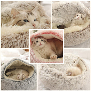 HOOPET 2-in-1 Round Plush Pet Bed and Nest