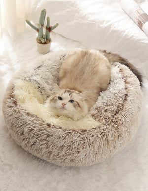 HOOPET 2-in-1 Round Plush Pet Bed and Nest