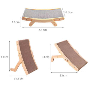 3-in-1 Wooden Cat Scratcher Lounge Bed & Grinding Claw Toy