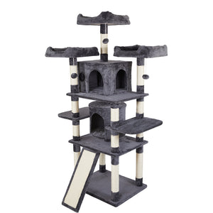 Multi-Level Cat Climbing Frame with Integrated Hemp Rope Scratching Post